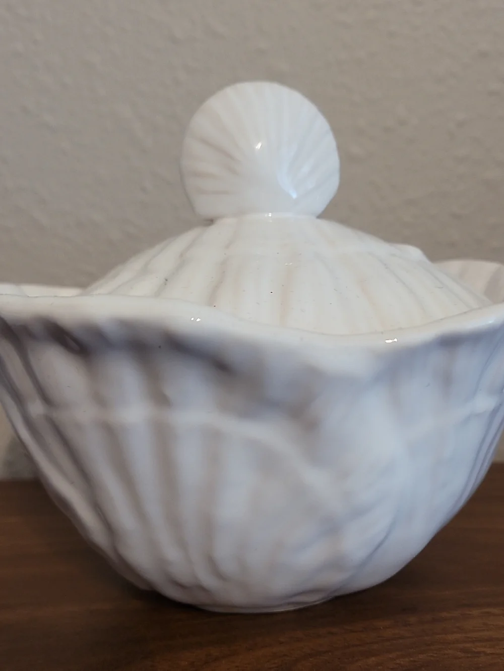 Olfaire White Ceramic Conch Shell Creamer & Sugar Set Coastal Nautical Portugal